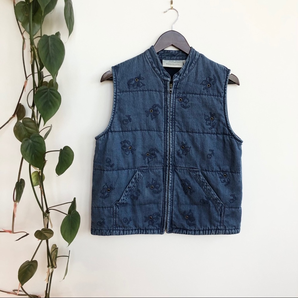 Susan Bristol Quilted Denim Vest SzM